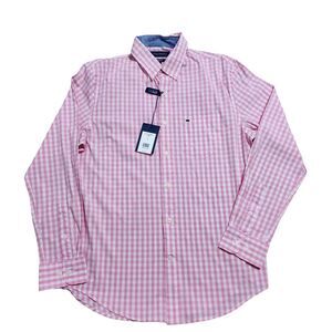 NWT Men's Crown & Ivy‎ Pink/White Plaid Checkered L/S Buttton Down Size Small